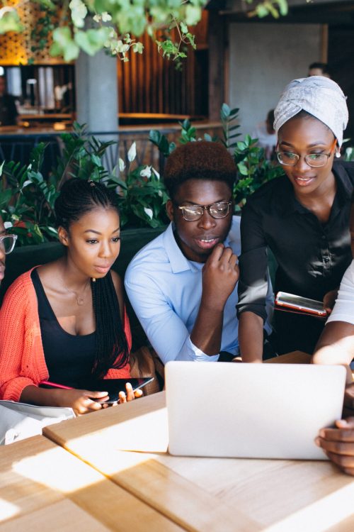 Group of afro americans working together